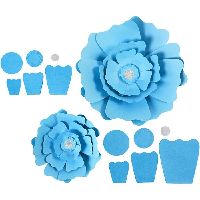 Paper Flowers, dia. 15+25 cm, 230 g, light blue, 2pc/ 1 pack