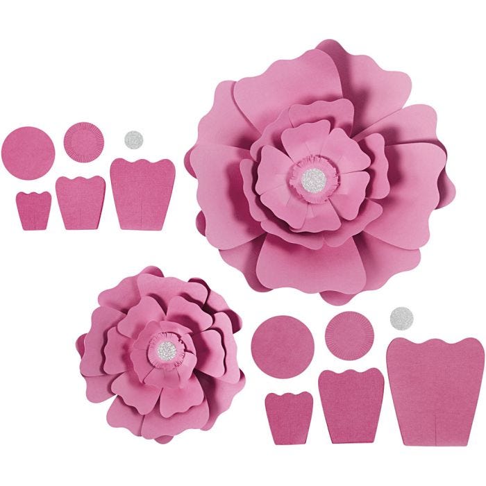 Paper Flowers, dia. 15+25 cm, 230 g, light red, 2 pc/ 1 pack