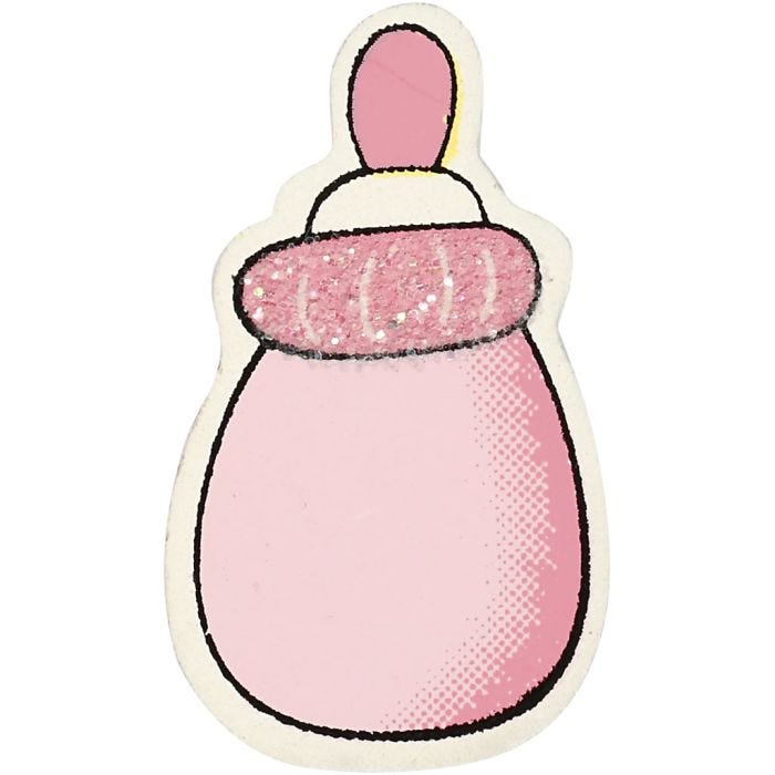 Milk Bottle, 22x37 mm, 1,7 mm, glitter, light red, 10pc/ 1 pack
