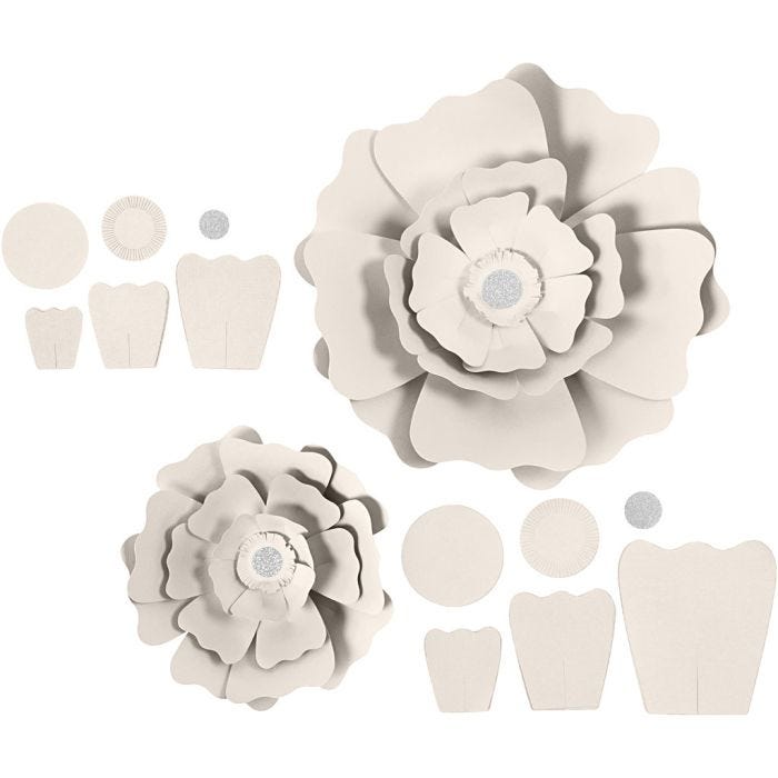 Paper Flowers, dia. 15+25 cm, 230 g, off-white, 2pc/ 1 pack