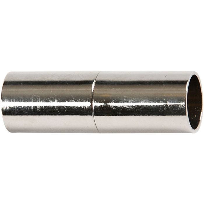 Magnetic Clasp, L: 23 mm, hole size 6 mm, silver-plated, 2 pc/ 1 pack