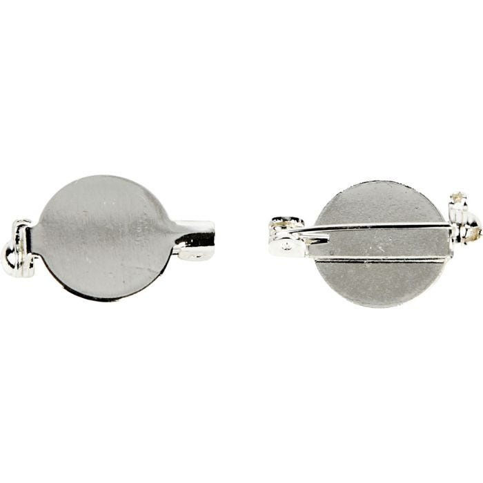 Brooch Backs, 20 mm, silver-plated, 5pc/ 1 pack