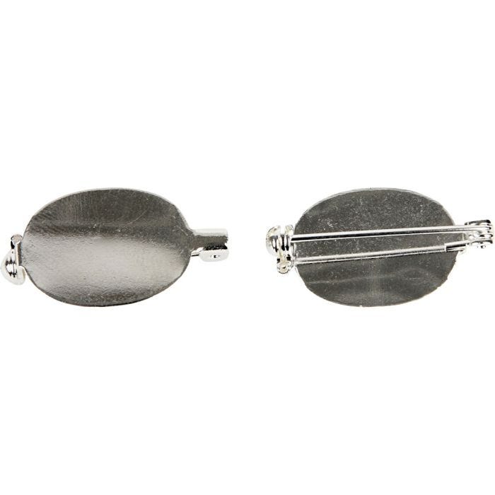 Brooch Backs, size 20x15 mm, silver-plated, 5pc/ 1 pack