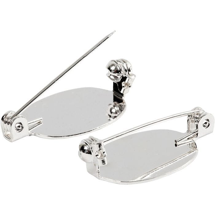 Brooch Backs, size 20x15 mm, silver-plated, 100 pc/ 1 pack