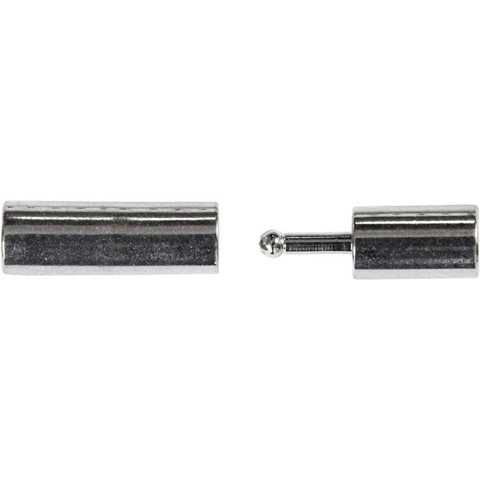 Magnetic Clasp, size 3x14 mm, hole size 2 mm, silver-plated, 40 pc/ 1 pack