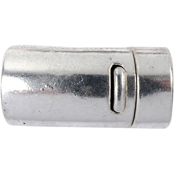 Magnetic Clasp, dia. 26 mm, hole size 10 mm, antique silver, 1 pc