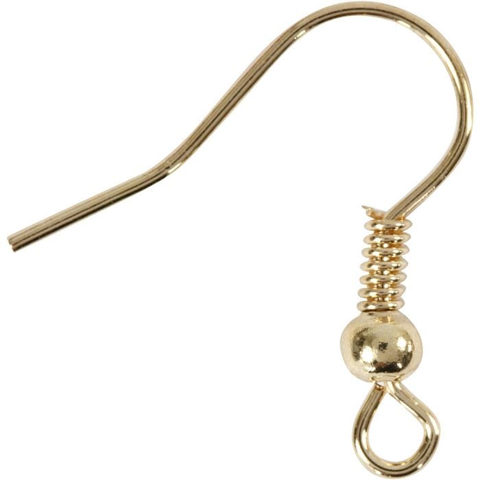 Earring Hooks, L: 18 mm, gold, 10 pc/ 1 pack