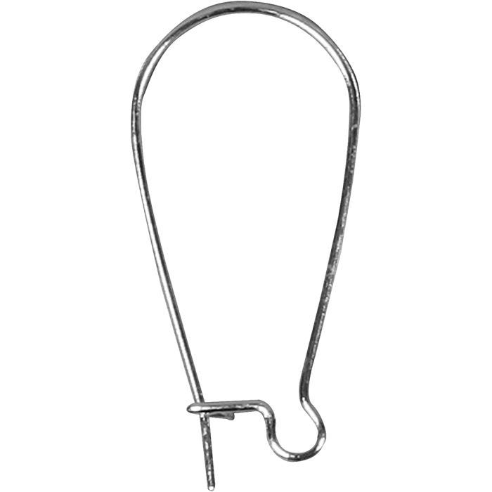 Ear Hanger, L: 25 mm, silver-plated, 6 pc/ 1 pack