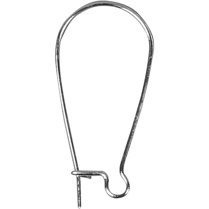 Ear Hanger, L: 25 mm, silver-plated, 30 pc/ 1 pack