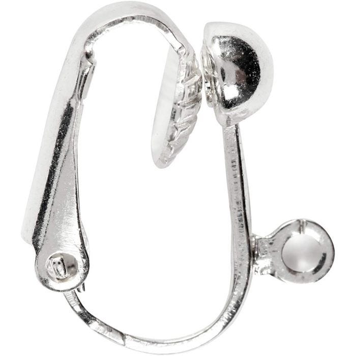 Clip-On Earrings, L: 16,5 mm, W: 1,5 mm, hole size 1,6 mm, silver-plated, 6 pc/ 1 pack