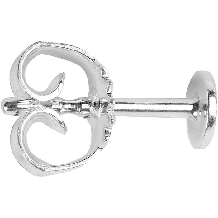 Stud Earrings, L: 13 mm, dia. 5 mm, silver, 10 pc/ 1 pack