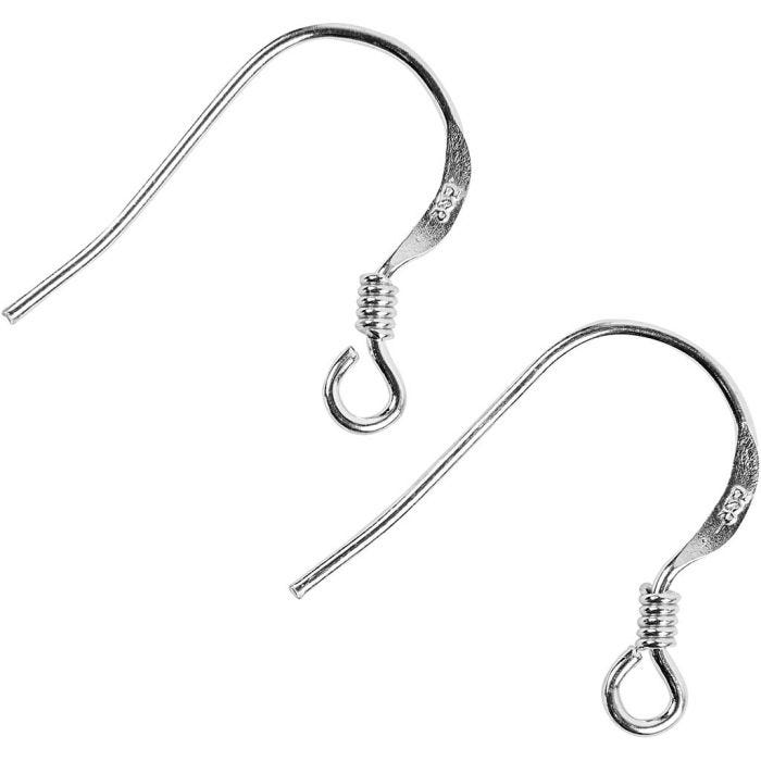 Earring Hooks, L: 14 mm, silver, 10 pc/ 1 pack