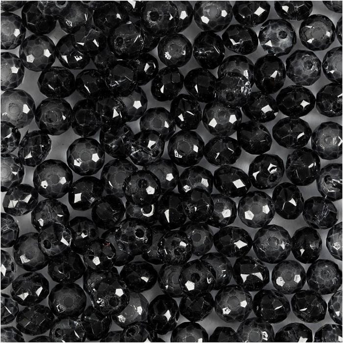 Faceted Beads, dia. 4 mm, hole size 1 mm, grey, 45 pc/ 1 pack