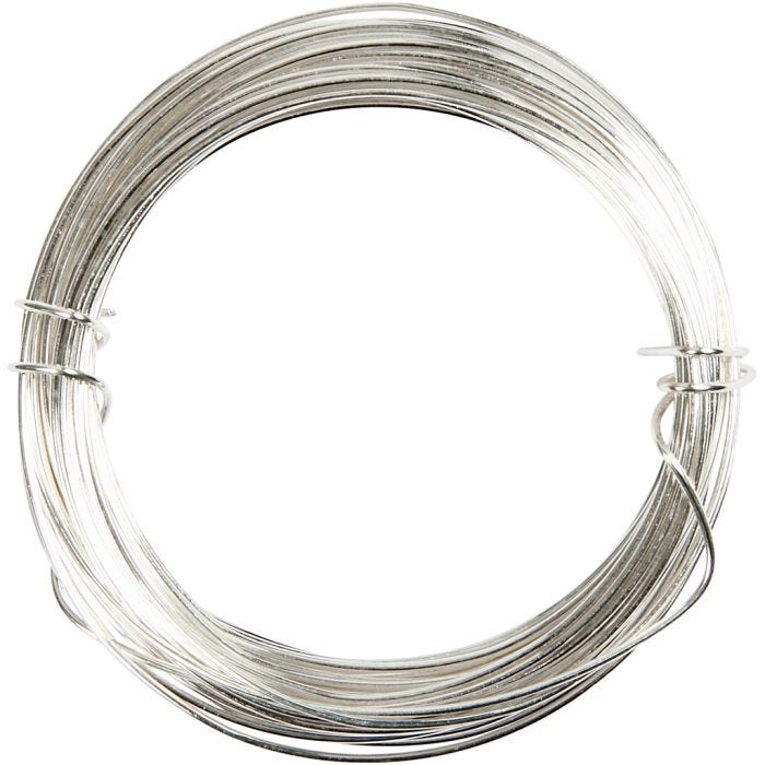 Silver-plated Wire, 0,6 mm, silver-plated, 10m/ 1 roll