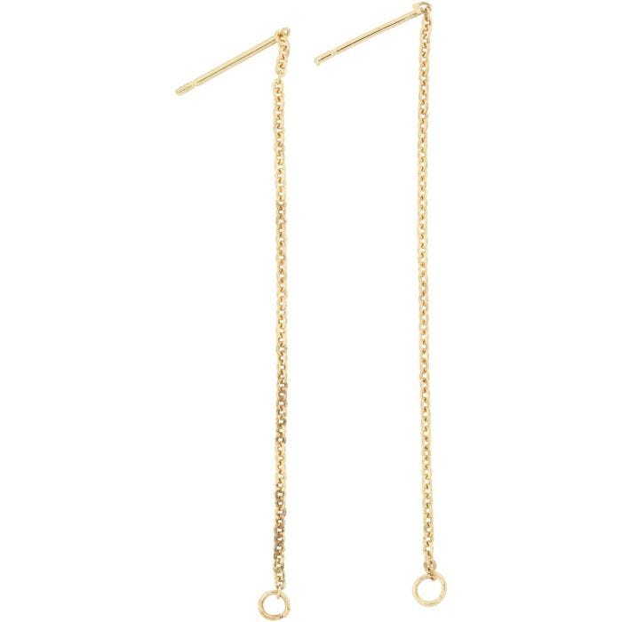 Stud Earrings, L: 70 mm, gold-plated, 1 pair