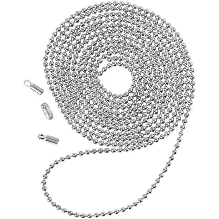 Bead Chain, dia. 1,5 mm, silver-plated, 1 m/ 1 pack