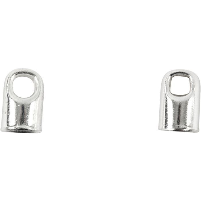End Caps, L: 7 mm, dia. 4,5 mm, silver-plated, 8 pc/ 1 pack
