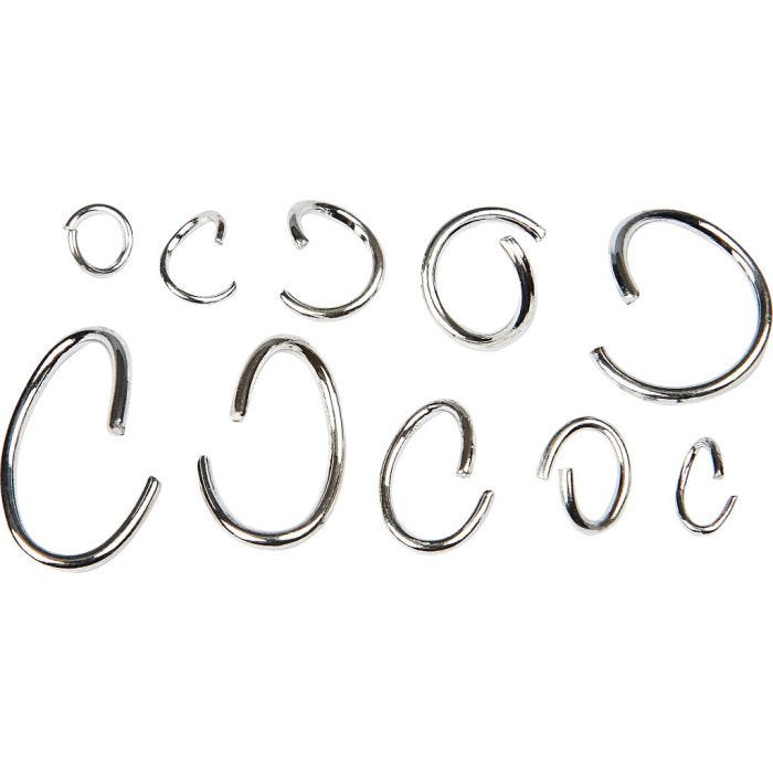 Oval and round jump ring range, silver-plated, 800 asstd./ 1 pack