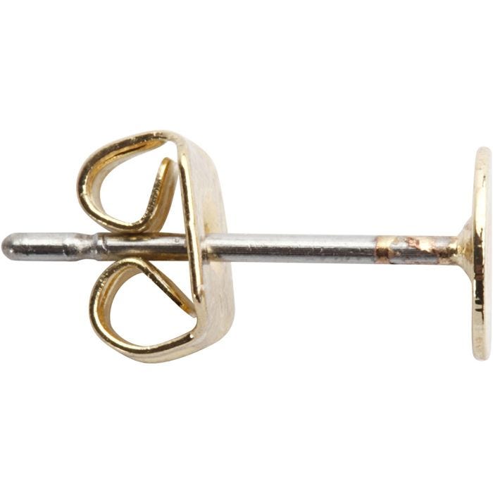 Stud Earrings, L: 13 mm, gold-plated, 10 pc/ 1 pack