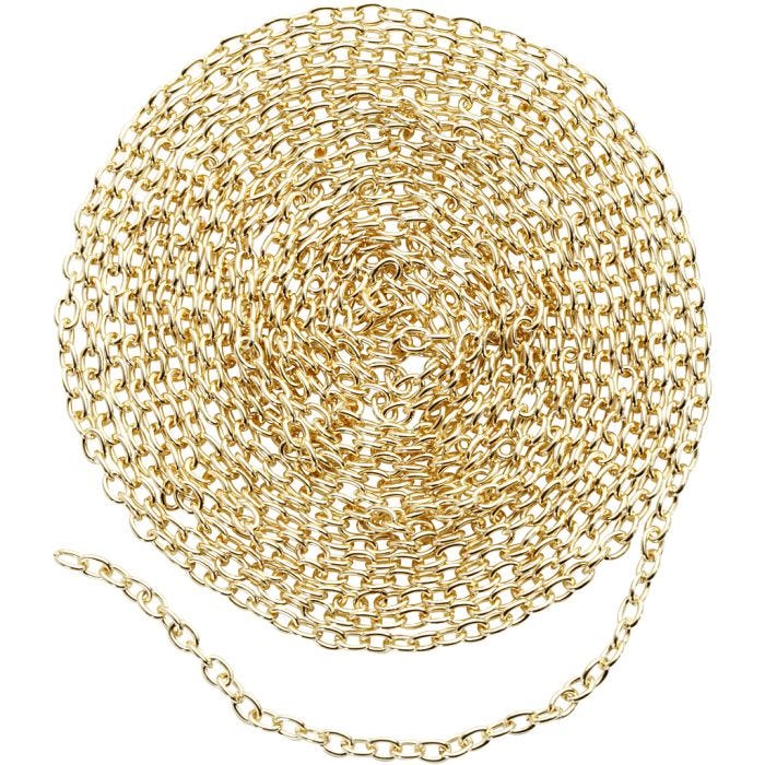 Chain, W: 2 mm, gold-plated, 2 m/ 1 pack