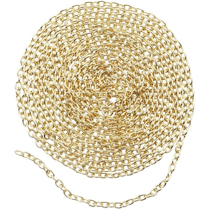 Chain, W: 2 mm, gold-plated, 20 m/ 1 pack