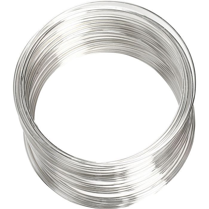 Memory Wire, dia. 6 cm, thickness 0,8 mm, silver-plated, 1 pc