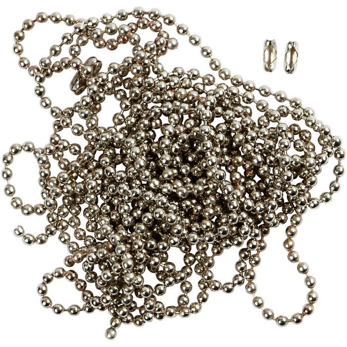 Bead Chain, dia. 1,5 mm, silver-plated, 3 m/ 1 roll