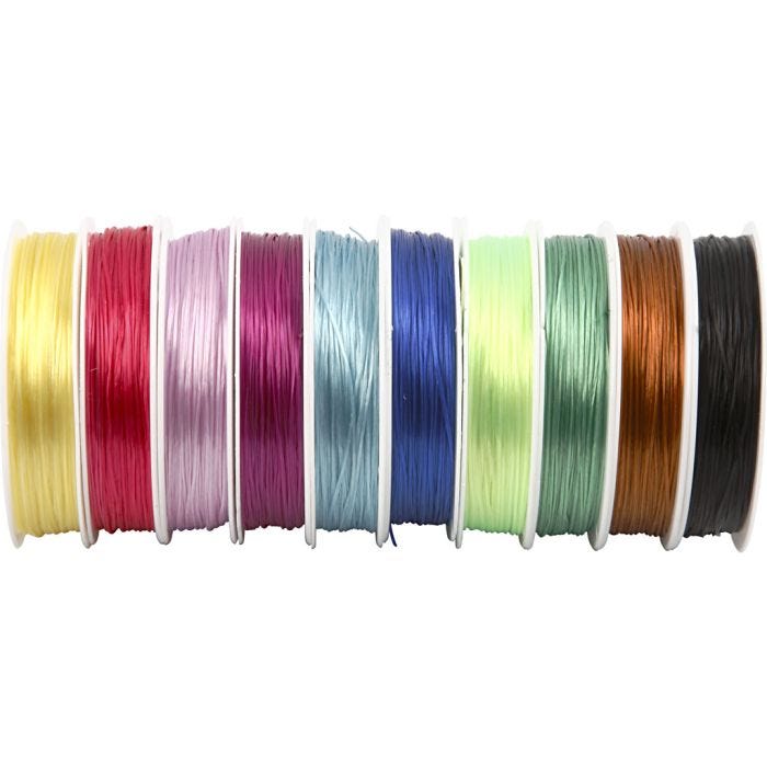 Elastic Cord, 1 mm, assorted colours, 10x25m/ 1 pack