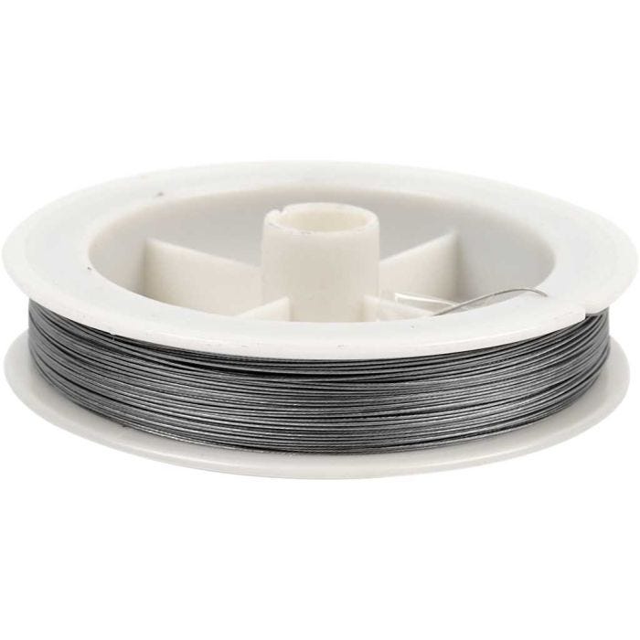 Beading Wire, thickness 0,38 mm, silver, 100 m/ 1 roll