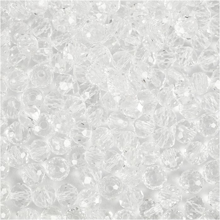 Faceted Beads, size 3x4 mm, hole size 0,8 mm, crystal, 100 pc/ 1 pack