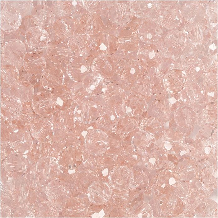 Faceted Beads, size 3x4 mm, hole size 0,8 mm, rose, 100 pc/ 1 pack