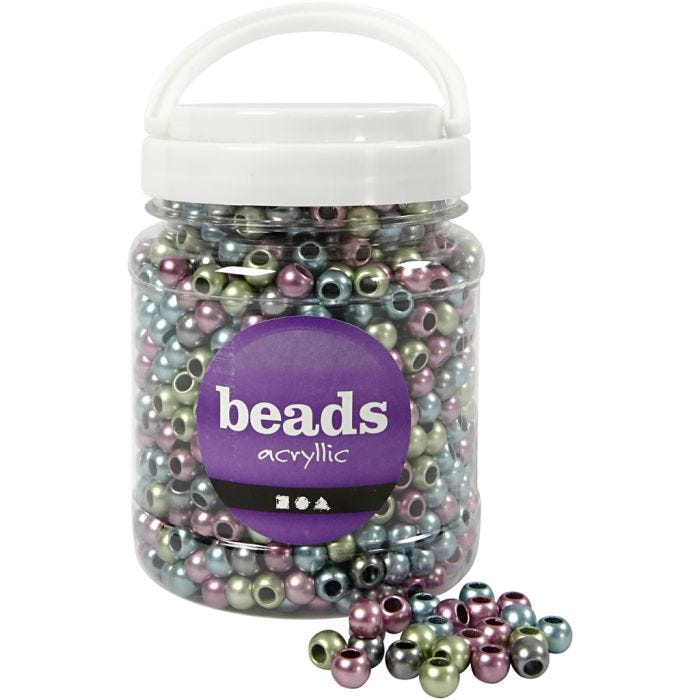 Pony Beads, dia. 10 mm, hole size 4 mm, 380 g, 700 ml/ 1 tub