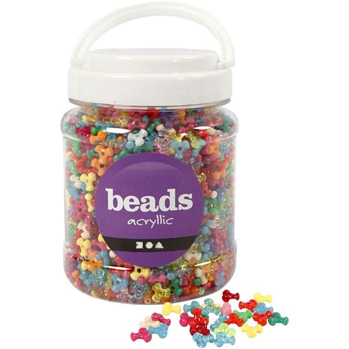 Tri-Beads, dia. 10 mm, hole size 2 mm, assorted colours, 385 g, 700 ml/ 1 tub