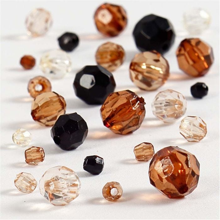Facet Beads, size 4-12 mm, hole size 1-2,5 mm, golden, 50 g/ 1 pack