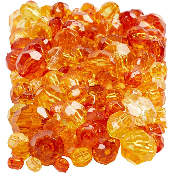 Facet Beads, size 4-12 mm, hole size 1-2,5 mm, ca. 860 pc, yellow (32227), 250 g/ 1 pack