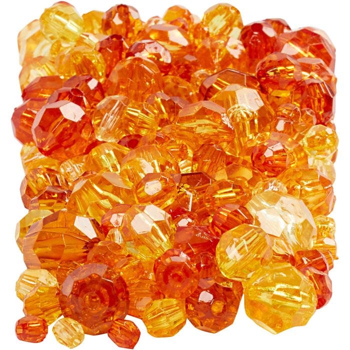 Faceted Bead Mix, size 4-12 mm, hole size 1-2,5 mm, yellow (32227), 250 g/ 1 pack