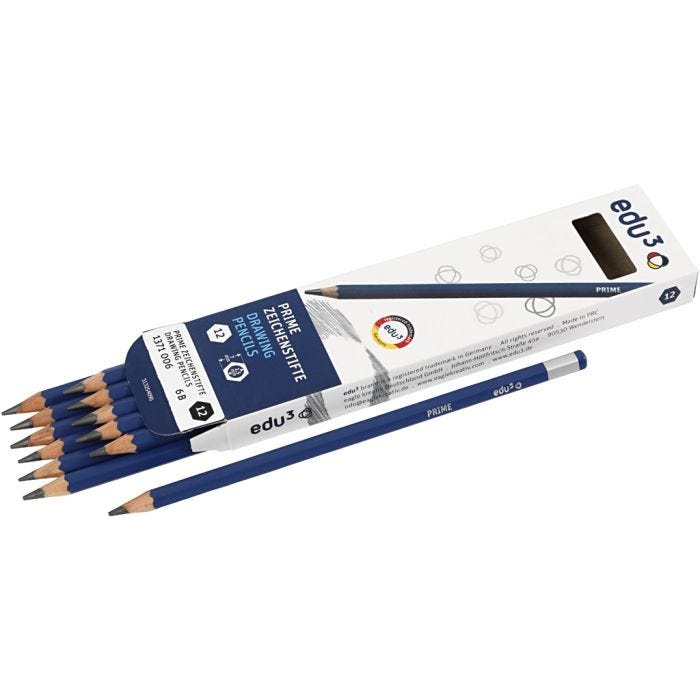 edu Drawing Pencil, 6B, 12pc/ 1 pack