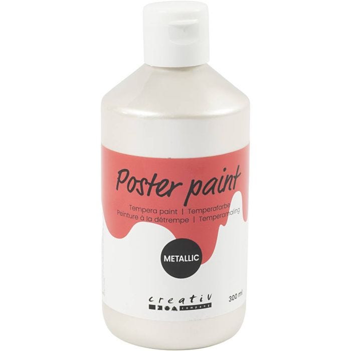 Poster paint Metallic, white, 300 ml/ 1 pack
