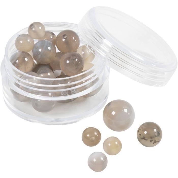 Agate stone beads, size 1x10, 12x8, 15x6 mm, hole size 0,9-1 mm, transparent grey, 28 pc/ 1 pack
