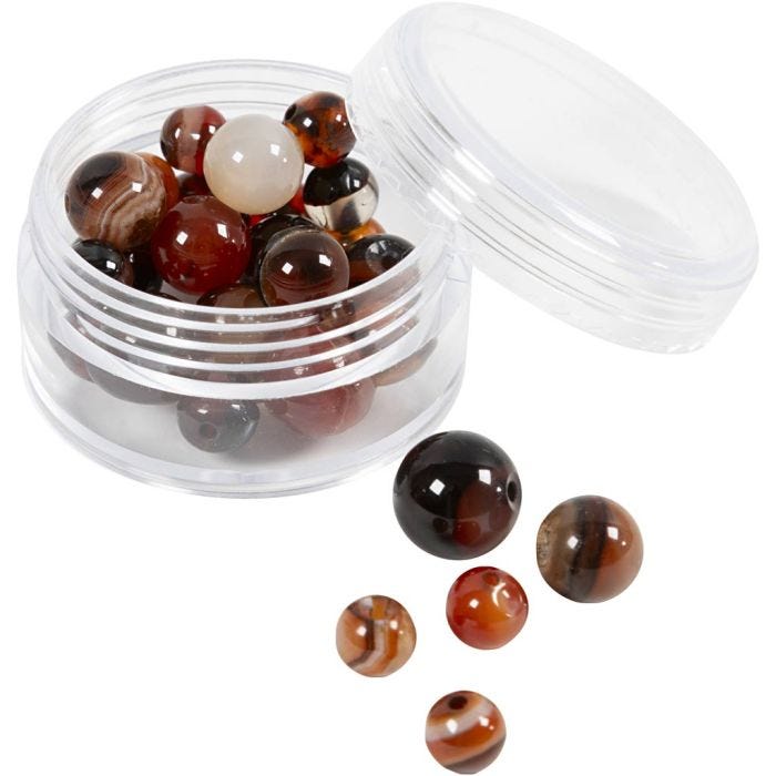 Agate stone beads, size 1x10, 12x8, 15x6 mm, hole size 0,9-1 mm, dark brown, 28 pc/ 1 pack