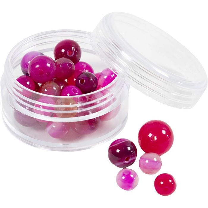 Agate stone beads, size 1x10, 12x8, 15x6 mm, hole size 0,9-1 mm, pink, 28 pc/ 1 pack