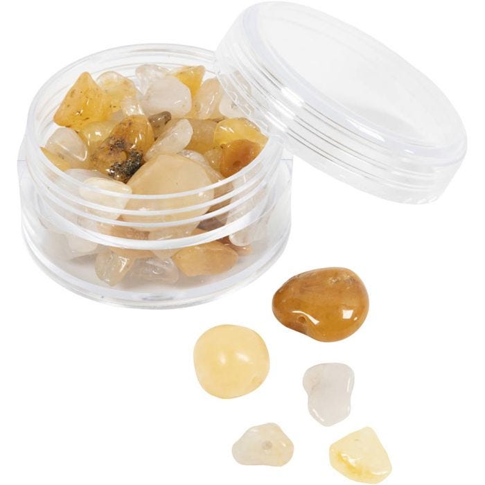 Crystal beads, Honey calcite, dia. 7-12 mm, hole size 1 mm, light yellow, 63 pc/ 1 pack