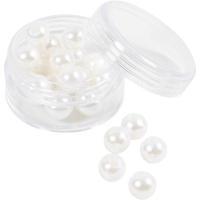 Wax Beads, dia. 8 mm, hole size 2,3 mm, mother-of-pearl, 22 pc/ 1 pack