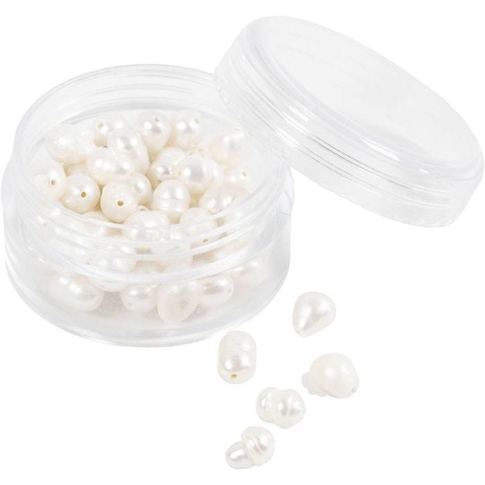 Freshwater pearls, Perforated crosswise, dia. 4-6 mm, hole size 1 mm, mother-of-pearl, 55 pc/ 1 pack