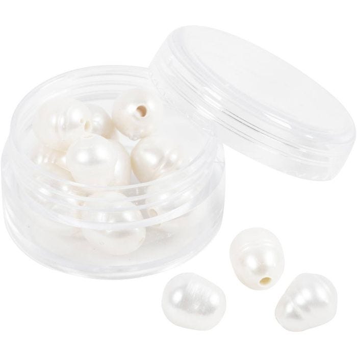 Freshwater pearls, Perforated lengthwise, dia. 9-11 mm, hole size 2 mm, mother-of-pearl, 13 pc/ 1 pack