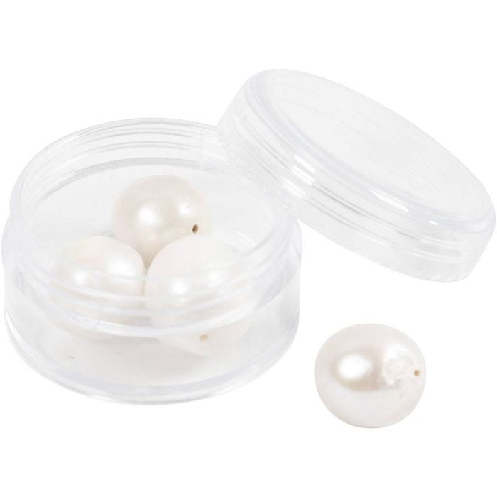 Freshwater pearls, Perforated lengthwise, dia. 13-14 mm, hole size 0,8 mm, mother-of-pearl, 4 pc/ 1 pack