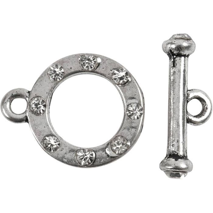 L: 17 mm, dia. 20 mm, hole size 2 mm, antique silver, 1 set