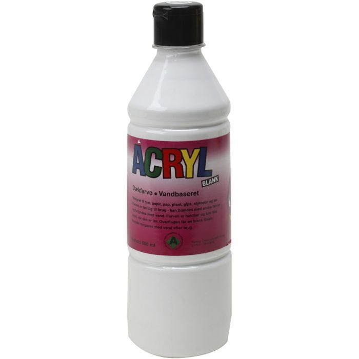 Acrylic Paint, white, 500 ml/ 1 bottle
