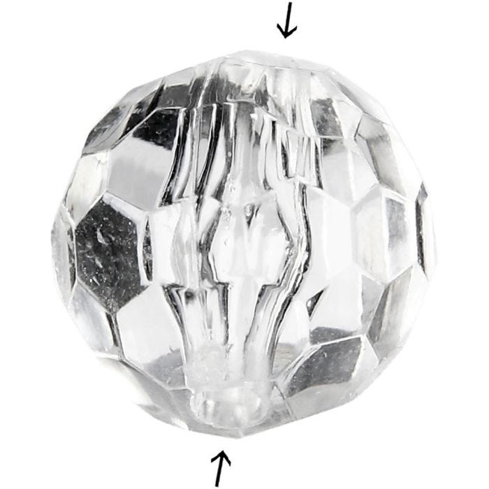 Acylic Beads, size 12 mm, hole size 1,2 mm, gloss transparent, 77 pc/ 1 pack