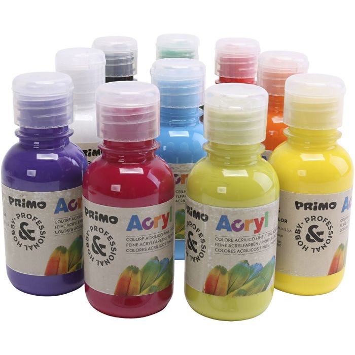 PRIMO luxury acrylic paint, assorted colours, 10x125 ml/ 1 pack